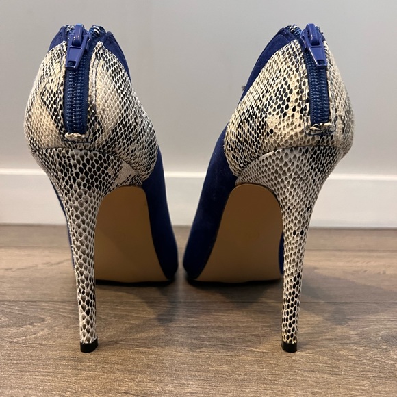 LOSLANDIFEN Royal Blue Snakeskin Heels 3-Inch - Picture 4 of 5